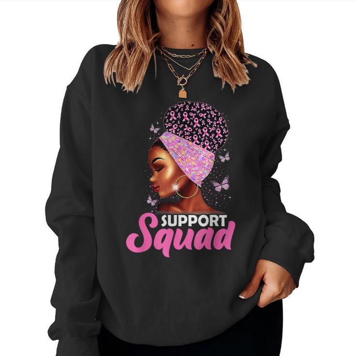 Black Queen Support Squad Breast Cancer Awareness Women Sweatshirt