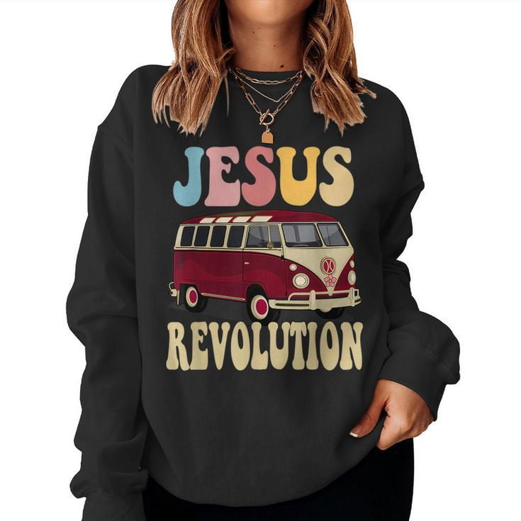 Boho Jesus-Revolution Christian Faith Based Jesus Costume Faith Women Sweatshirt