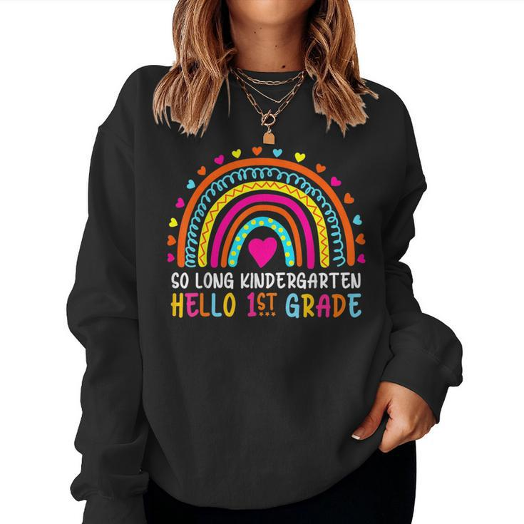 Boho Rainbow So Long Kindergarten Hello 1St Grade Graduation  Women Crewneck Graphic Sweatshirt