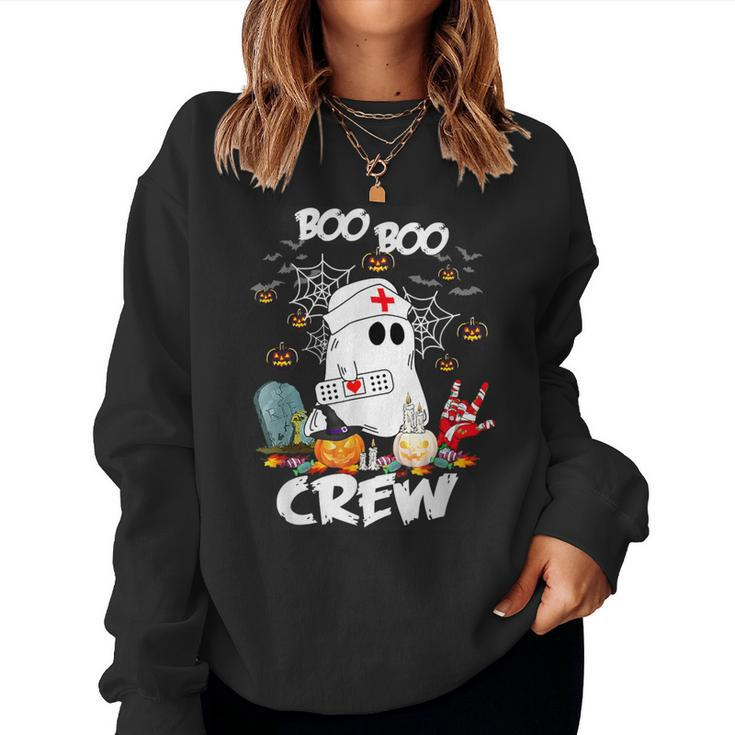 Boo Boo Crew Ghost Nurse Retro Halloween 2023 Nursing Rn Women Sweatshirt