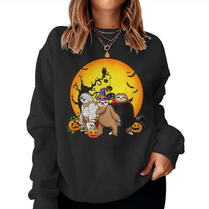 Boo Halloween Sloth With Pumpkin Halloween Costume Women Sweatshirt