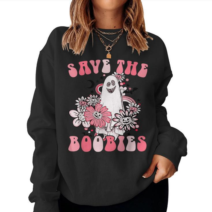 Boobees Breast Cancer Boho Groovy Ghost Save The Boo Bees Women Sweatshirt