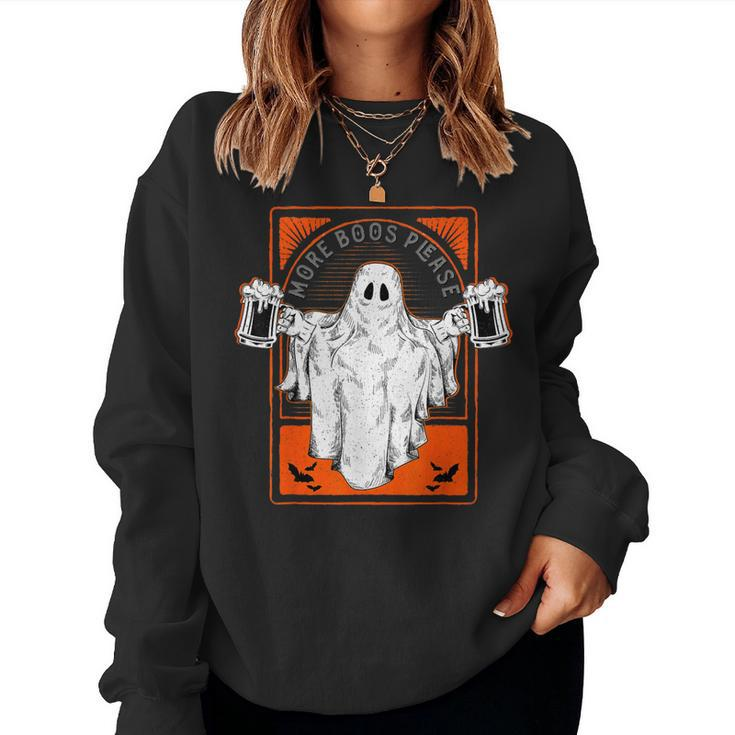 More Boos Please Ghost Beer Retro Halloween Drinking Women Sweatshirt
