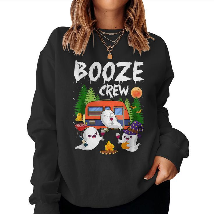 Camping Booze Crew Boos Drinking Beer Wine Halloween Women Sweatshirt
