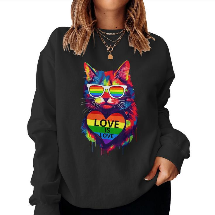 Cat Lgbt Flag Gay Pride Month Transgender Rainbow Lesbian Women Sweatshirt