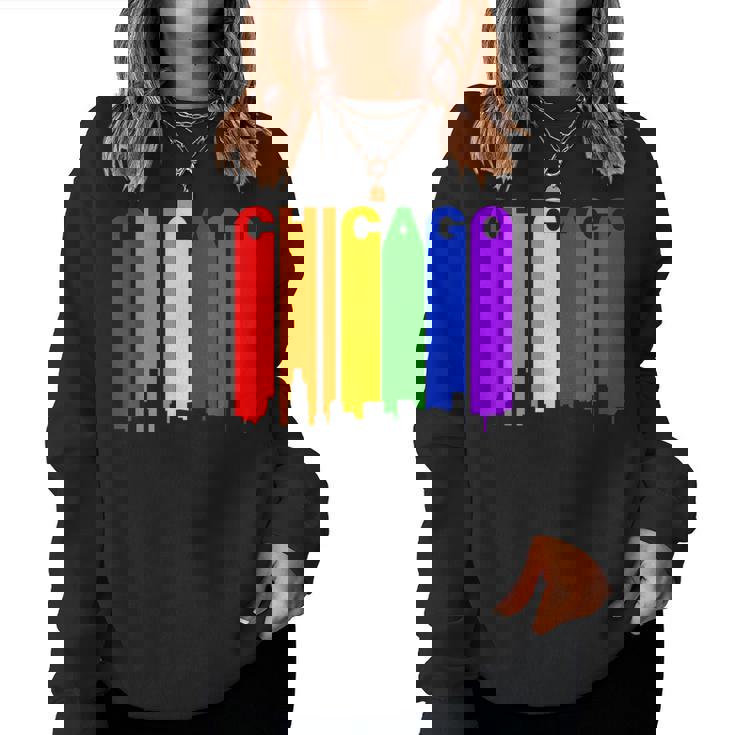 Chicago Illinois Lgbtq Gay Pride Rainbow Skyline Women Sweatshirt