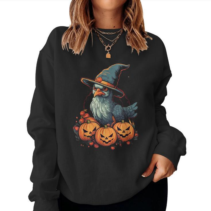 Chicken Witch Halloween Costume Farm Animal Pumpkin Farmer Women Sweatshirt