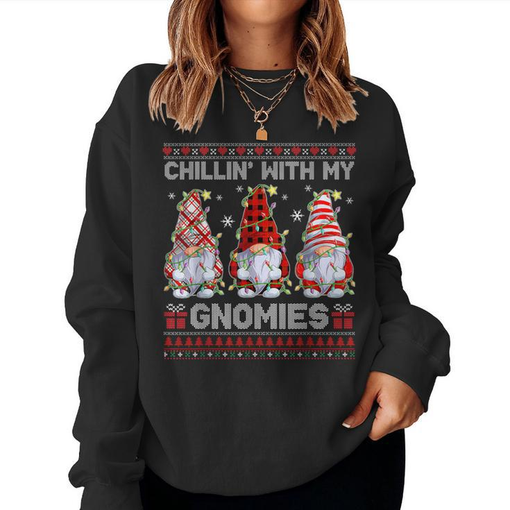 Chillin With My Gnomies Ugly Christmas Sweaters Pajama Xmas Women Sweatshirt