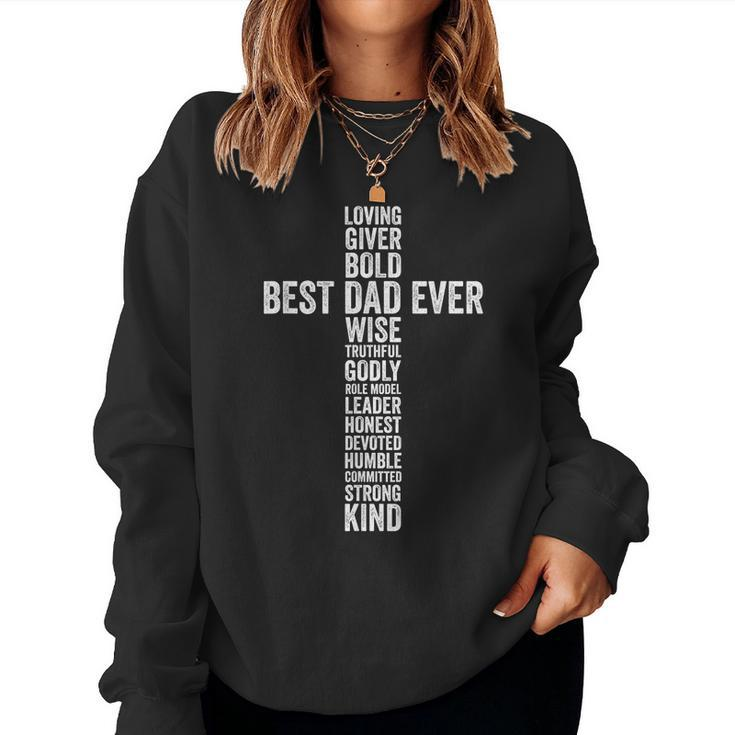 Christian Best Dad Ever Religious Blessed Daddy Fathers Day  Women Crewneck Graphic Sweatshirt