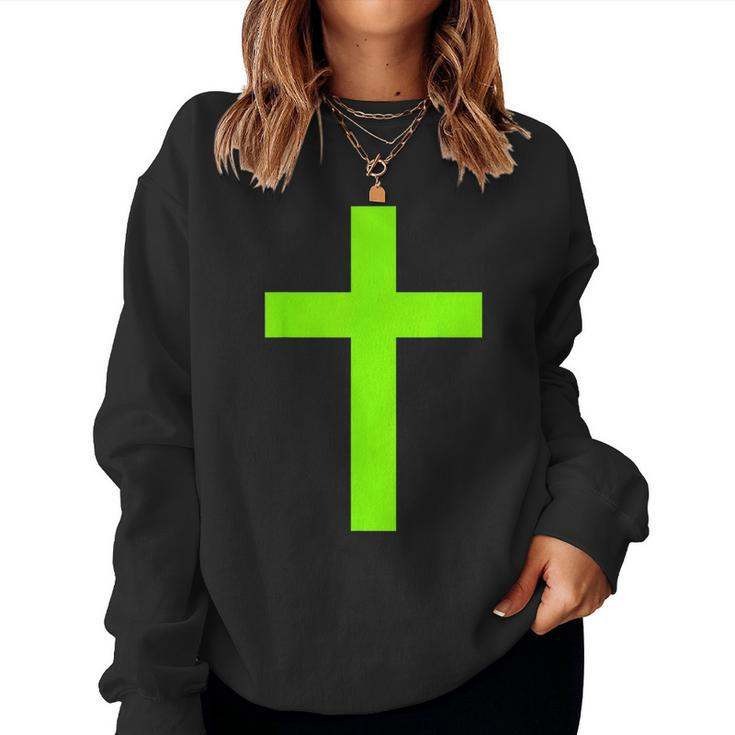 Christian God Jesus Cross Lime Green Women Sweatshirt
