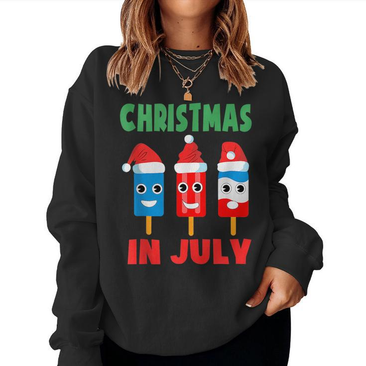 Christmas In July Ice Pops In Santa Hat Kids Toddler Cute  Women Crewneck Graphic Sweatshirt