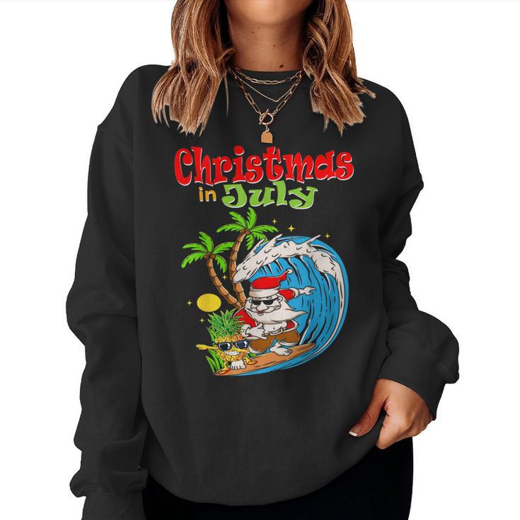 Christmas In July Santa Tie Dye Summer Surf Surfing Surfer Surfing Women Sweatshirt Mazezy