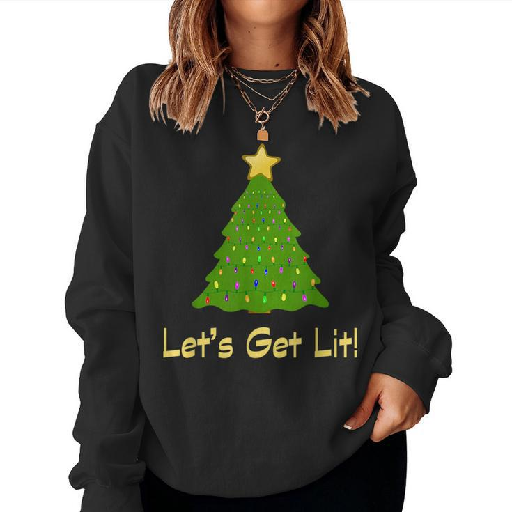 Christmas Tree Lets Get Lit Drinking Alcohol Men Adult Women Sweatshirt
