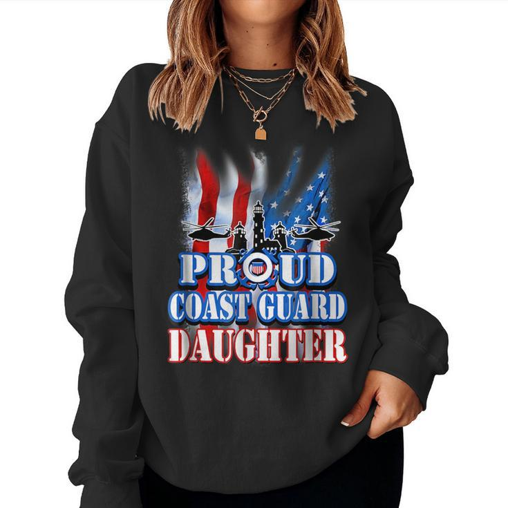 Coast Guard Daughter Usa Flag Military Women For Daughter Women Sweatshirt