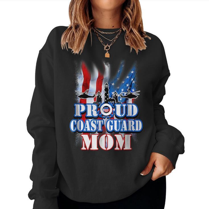Coast Guard Mom Usa Flag Military For Mom Women Sweatshirt