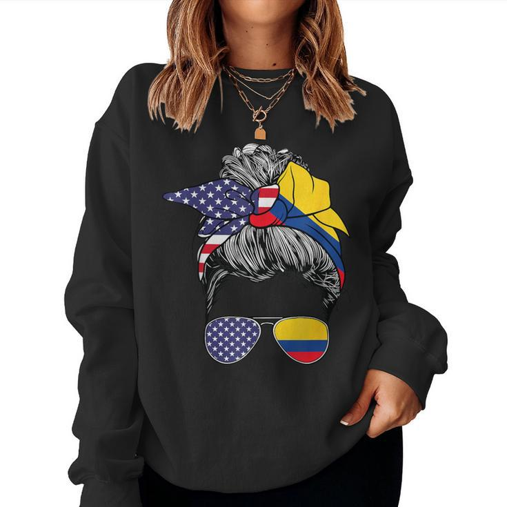 Colombian Girl Usa Heritage American Colombia Flag Women Sweatshirt