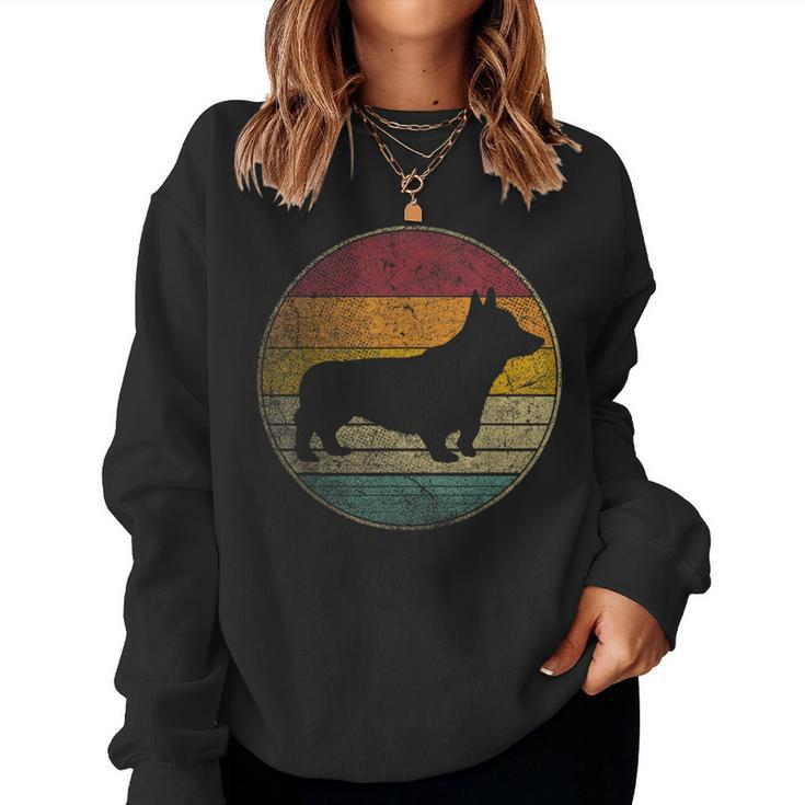 Corgi Dog Vintage Distressed Retro Style 70S 80S Women Women Sweatshirt