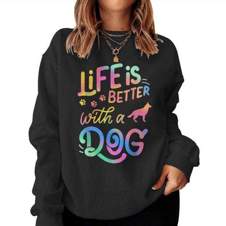 Corman Shepherd Life Is Better With My Dog Mom Dad Women Sweatshirt