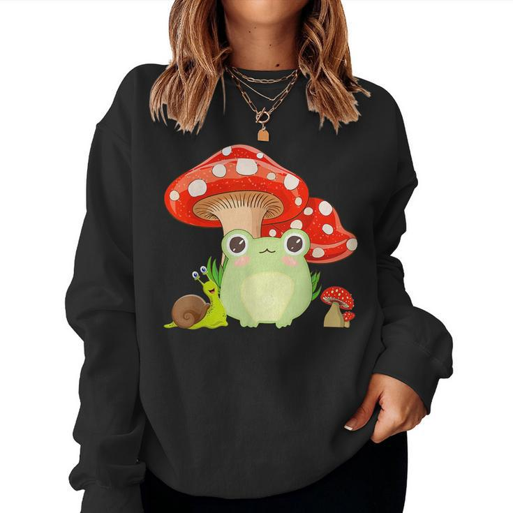 Cottagecore Aesthetic Frog Snail Mushroom Kids N Girls  Women Crewneck Graphic Sweatshirt
