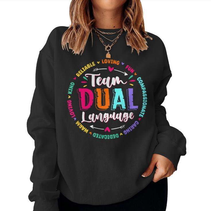 Cute Back To School Squad Team Dual Language Teachers Women Sweatshirt