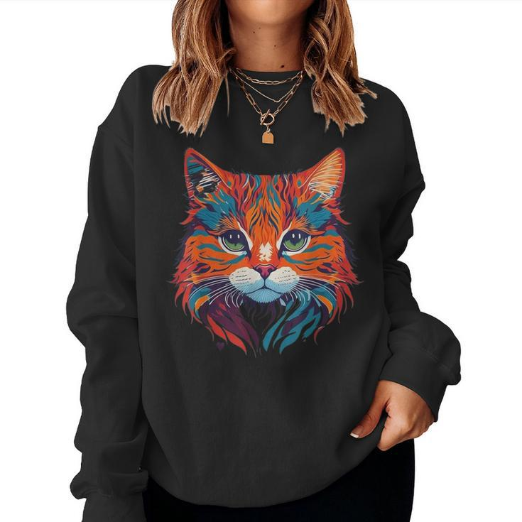Cute Cat Graphic Colorful Cats Women Sweatshirt