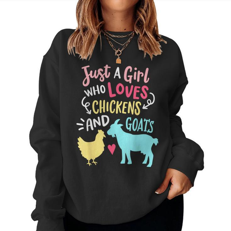 Cute Girl Who Loves Chickens Goats Lover Farmer Girls Women Sweatshirt