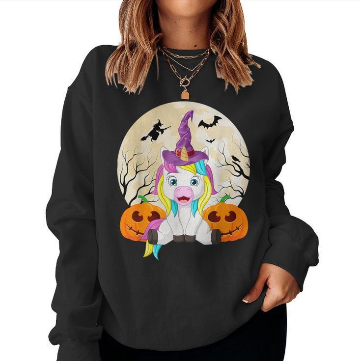 Cute Halloween Girls Witchy Unicorn Hallowee Women Sweatshirt