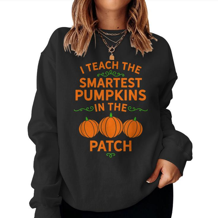 Cute Halloween Lover Pumpkin Teacher Educator Autumn Fall Pumpkin Teacher  Women Sweatshirt