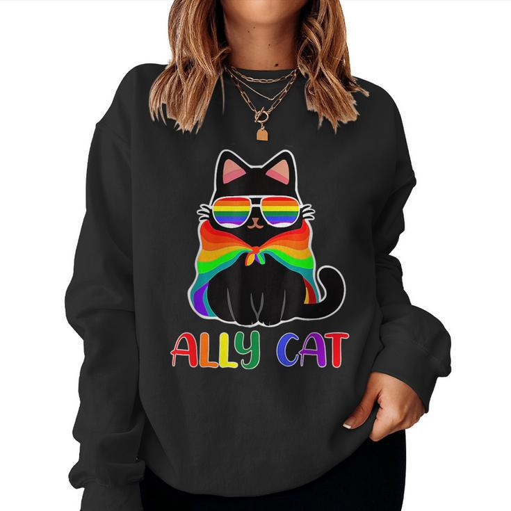 Cute Lgbt Gay Ally Cat Rainbow Pride Flag Boys Men Girls Women Sweatshirt