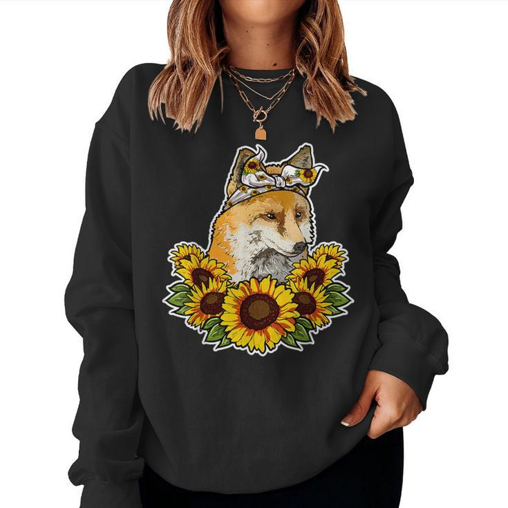 Cute Love Fox Sunflower Decor Fox Women Sweatshirt