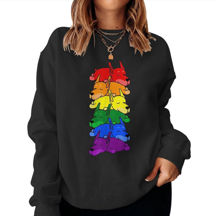 Cute Rainbow Doberman Gay Pride Lgbt Puppy Lover Women Sweatshirt