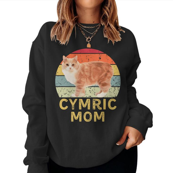 Cymric Cat Mom Retro Vintage Cats Lovers & Owners Women Sweatshirt