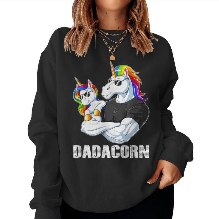 Dadacorn Unicorn Dad And Baby Christmas Papa Women Sweatshirt