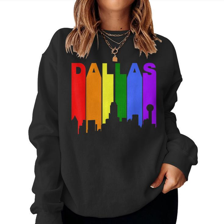 Dallas Texas Lgbtq Gay Pride Rainbow Skyline Women Sweatshirt