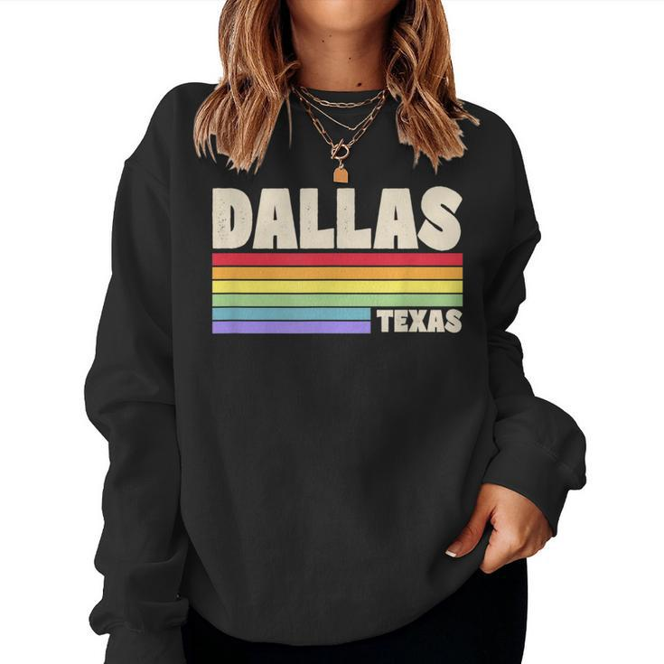 Dallas Texas Pride Rainbow Flag Gay Pride Merch Queer City Women Sweatshirt