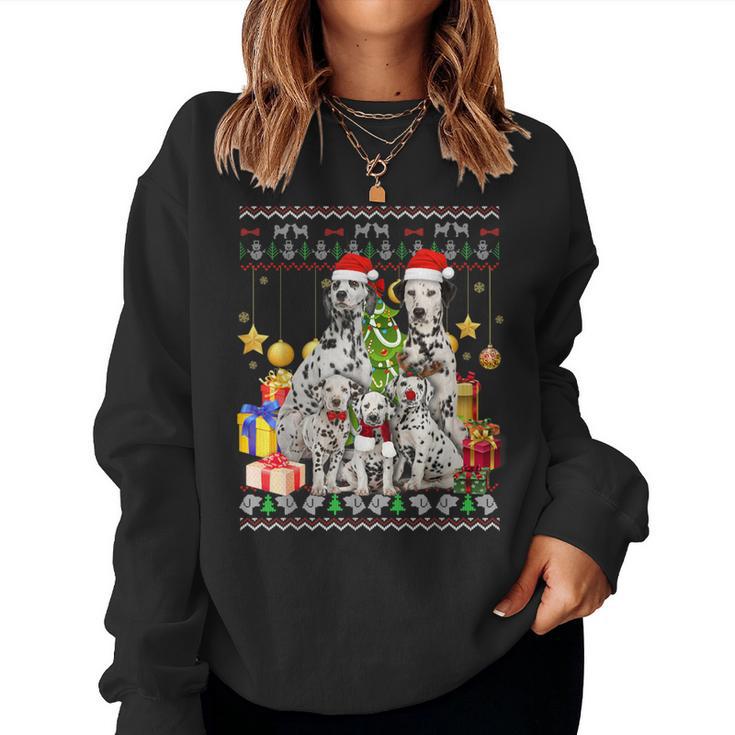 Dalmatian Ugly Christmas Sweater Santa Hat Women Sweatshirt