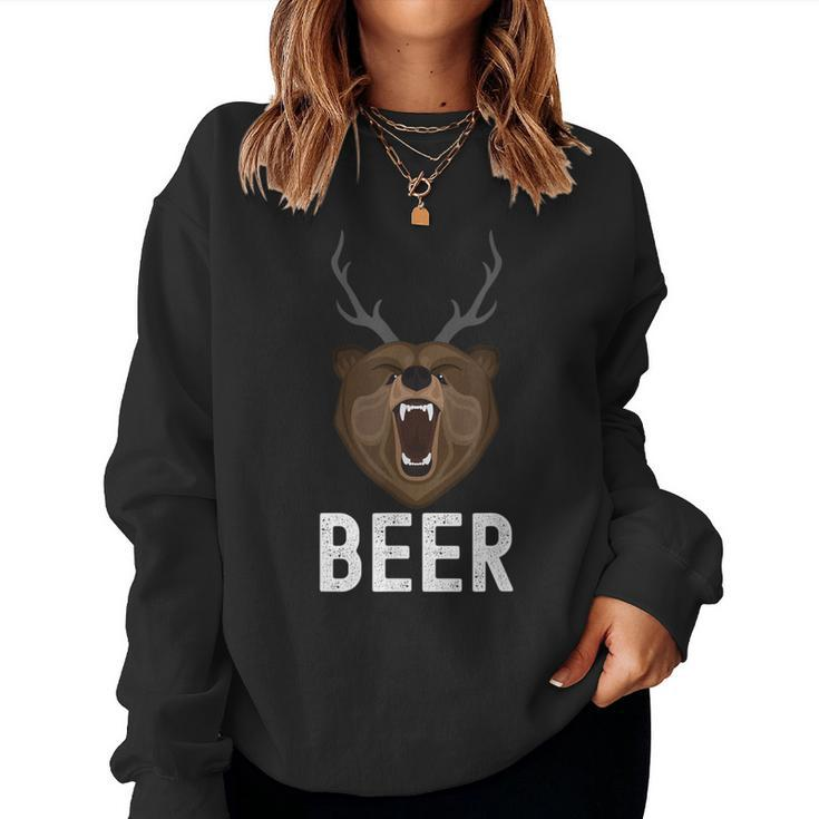 Deer Antlers Bear Hunter Idea Craft Beer Women Sweatshirt