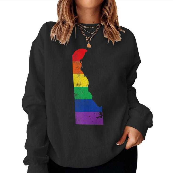 Delaware Pride Rainbow Flag Map Gay Lesbian Lgbt Support Women Sweatshirt