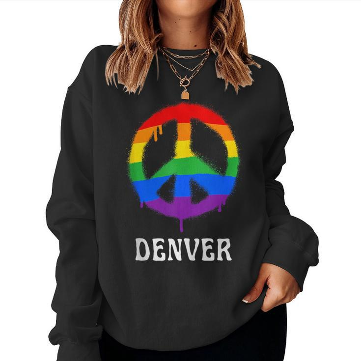 Denver Colorado Lgbtq Gay Pride Lgbt Rainbow Groovy Women Sweatshirt