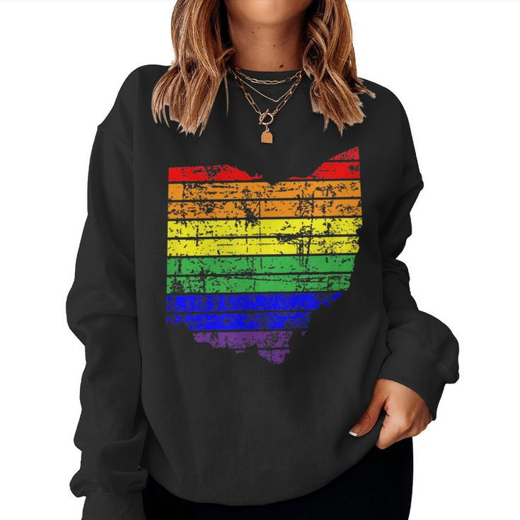 Distressed Ohio Lgbt Rainbow Gay Pride For Men Women Sweatshirt