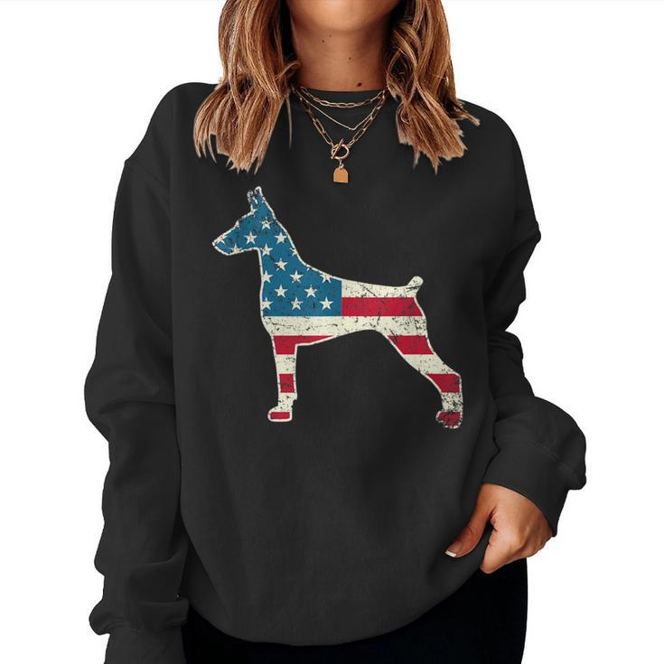 Doberman 4Th Of July Dog Lover Men Women Usa American Flag Women Sweatshirt