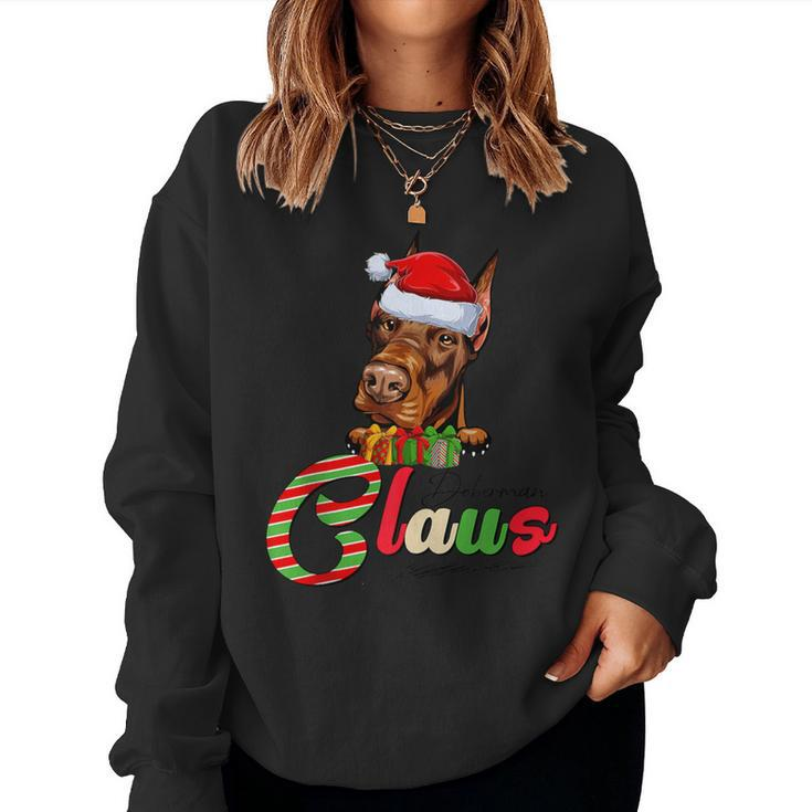 Doberman Claus Dog Lovers Santa Hat Ugly Christmas Sweater Women Sweatshirt