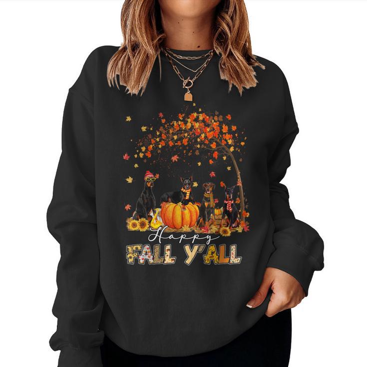 Doberman Dog Autumn Fall Pumpkin Truck Mappe Thanksgiving Women Sweatshirt