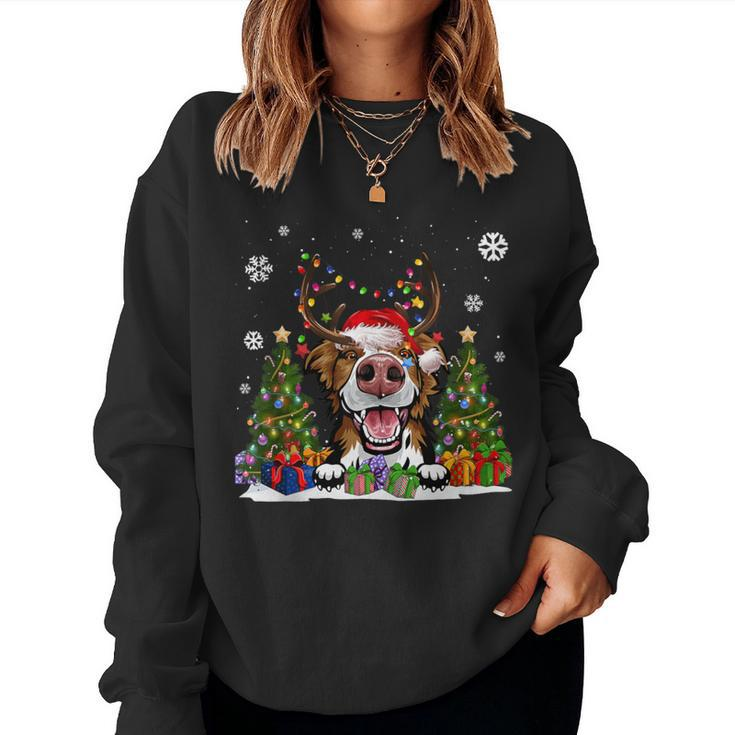 Dog Lovers Border Collie Santa Hat Ugly Christmas Sweater Women Sweatshirt