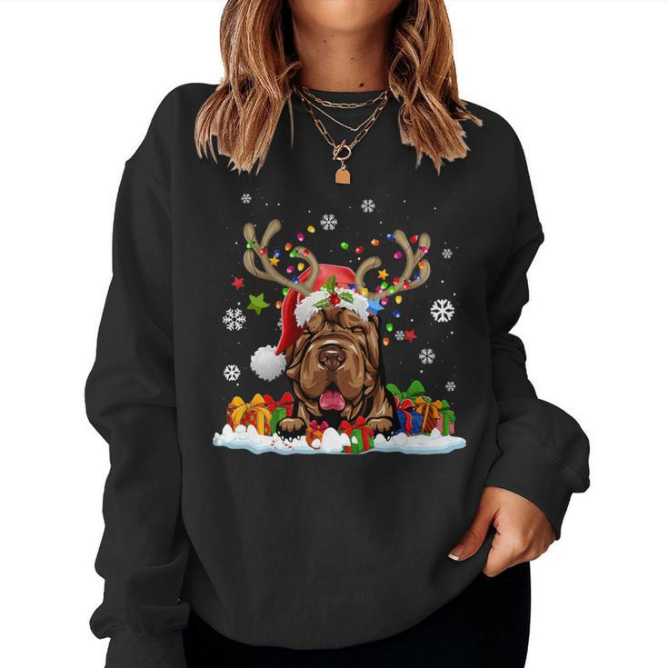 Dog Lovers Cute Shar Pei Santa Hat Ugly Christmas Sweater Women Sweatshirt