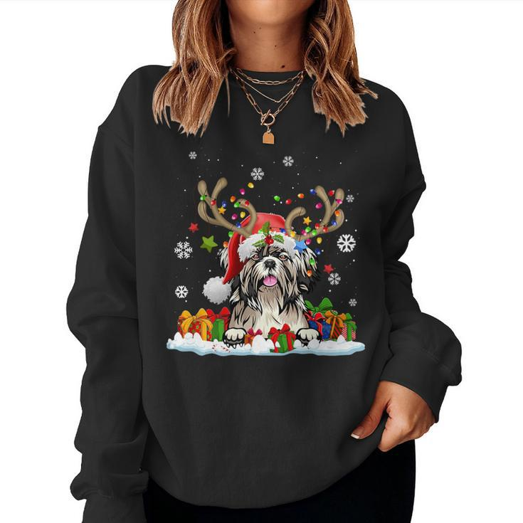 Dog Lovers Cute Shih Tzu Santa Hat Ugly Christmas Sweater Women Sweatshirt
