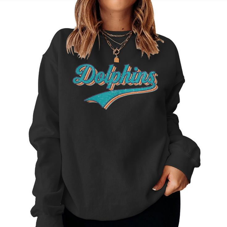 Dolphins Sports Name Vintage Retro For Boy Girl Women Sweatshirt