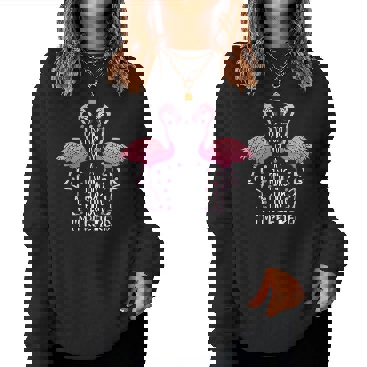 I Dont Give A Flying Flock Im Retired Pun Flamingo Women Sweatshirt