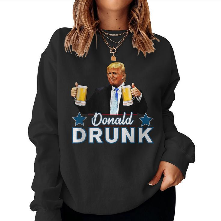 Drinking Presidents Trump 4Th Of July Donald Drunk Women Sweatshirt