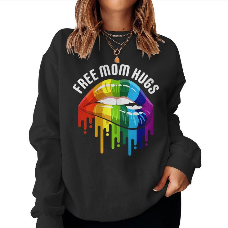 Dripping Lips Rainbow Lgbtq Mother Free Mom Hugs Sweatshirt